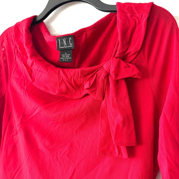 NWOT INC International Concepts Red Long Sleeve Top with Bow SZ L - Picture 3 of 7